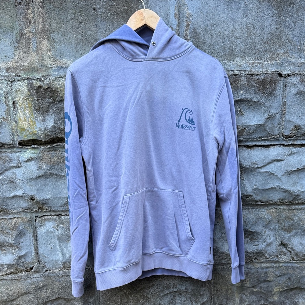 Y2K Quiksilver hoodie size M blue sun faded distressed surf skate 2000s Vtg